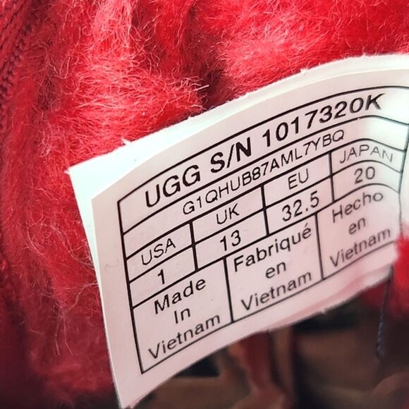 UGG Neumel Chukka Boots Little Kids Size 1 Samba Red Suede UGGpure Wool Winter - Picture 9 of 10